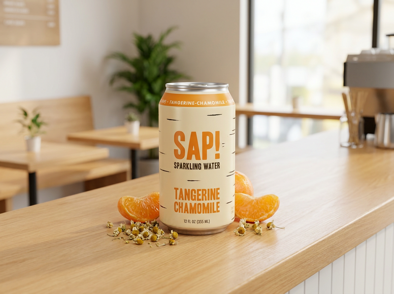 Sap Soda & Seltzer, Water Sparkling Tangerine Chamomile